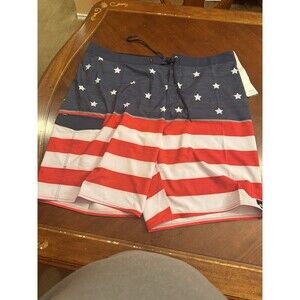 O’Neil Lennox Mens Size 46 American Flag Print Board Shorts Side Pocket Swim